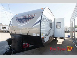 The spacious Forest River Wildwood travel trailer.